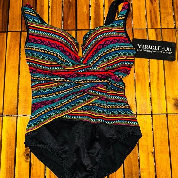 Miraclesuit NEW Raya Del Sol Multi Escape One -Piece swimsuit size 16 - Picture 3 of 6